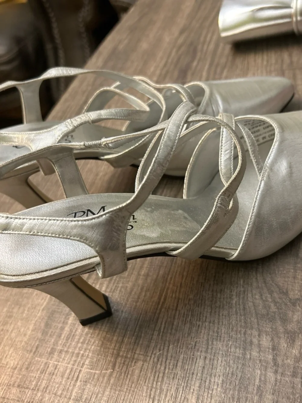 JM Collection Silver Pointed Slingback Heels with Matching Clutch